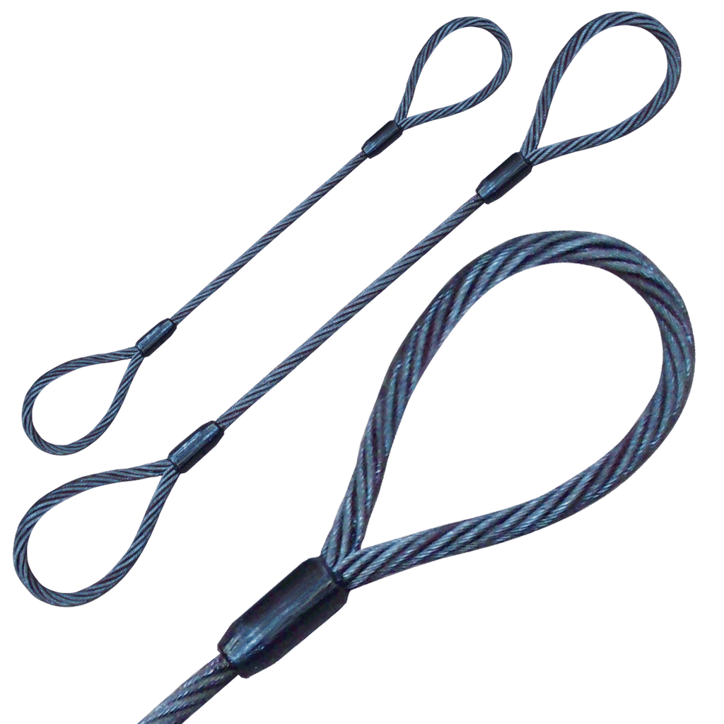 Wire Rope Sling - 3/8 Inch x 2 Foot - 2800 Pounds 2200 Pounds 5800 Pounds