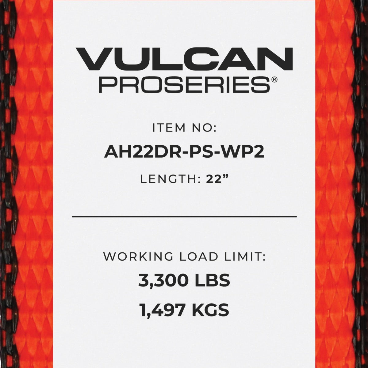 VULCAN Car Tie Down Axle Strap with Wear Pad - 3-Ply Stiff - 2 Inch x 22 Inch -  PROSeries - 3,300 Pound Safe Working Load