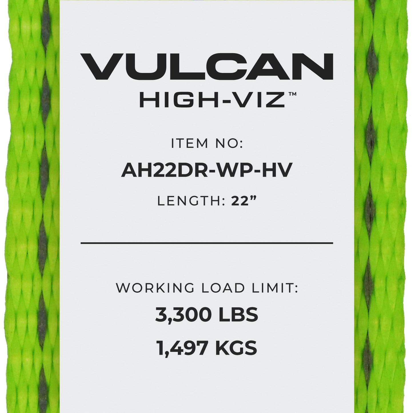 VULCAN Car Tie Down Axle Strap with Wear Pad - 2 Inch x 22 Inch - 4 Pack - High-Viz - 3,300 Pound Safe Working Load