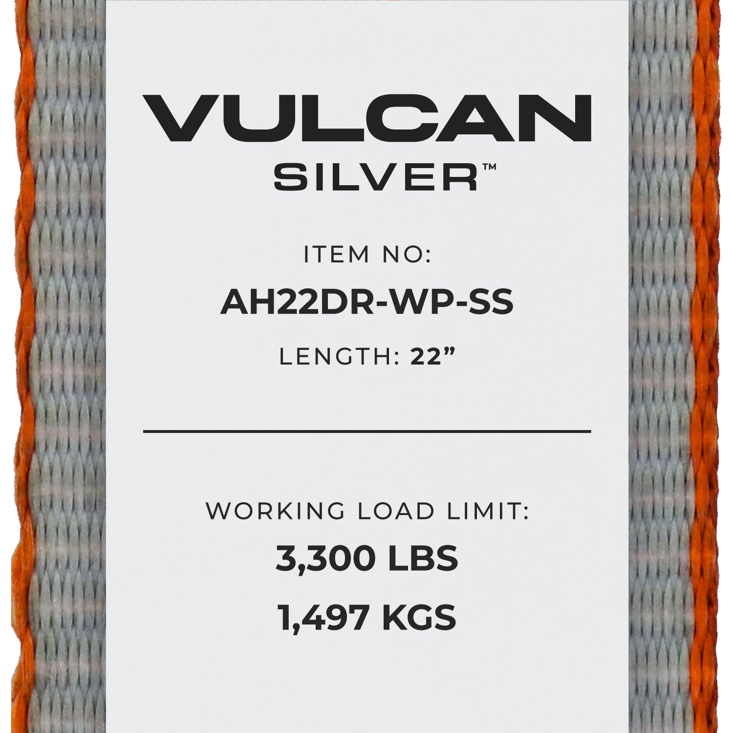 VULCAN Car Tie Down Axle Strap with Wear Pad - 2 Inch x 22 Inch - 4 Pack - Silver Series - 3,300 Pound Safe Working Load