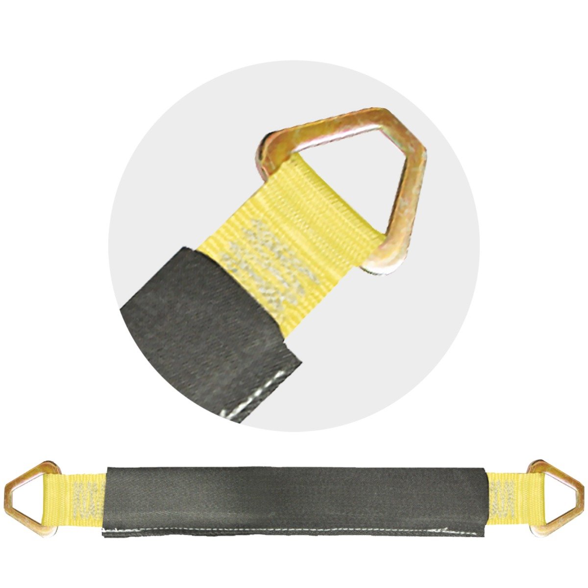 VULCAN Car Tie Down Axle Strap with Wear Pad - 3-Ply Stiff - 3,300 Pound Safe Working Load