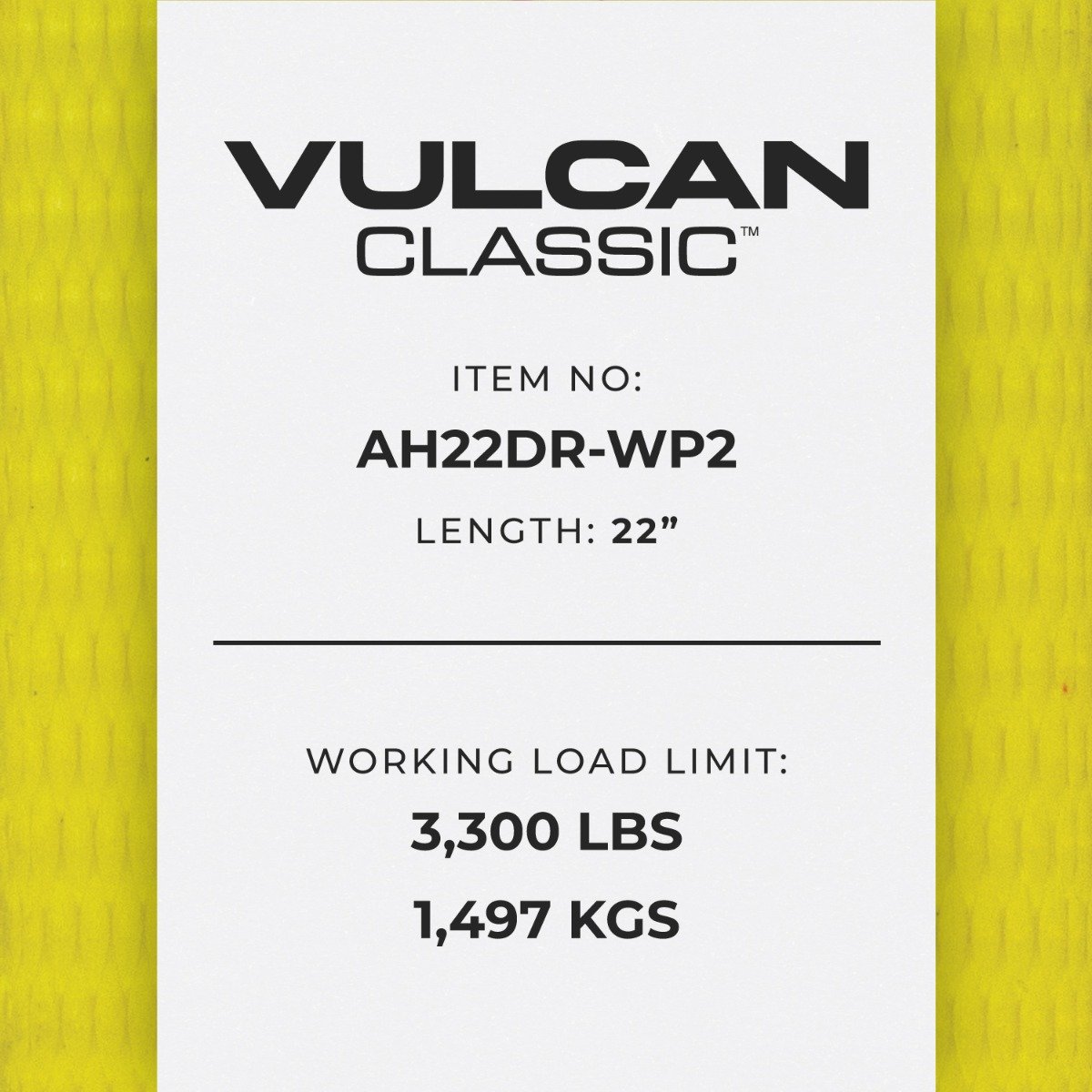 VULCAN Car Tie Down Axle Strap with Wear Pad - 3-Ply Stiff - 3,300 Pound Safe Working Load