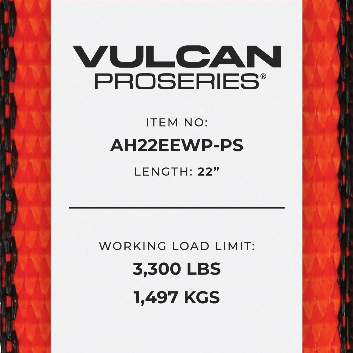 VULCAN Car Tie Down Axle Strap with Wear Pad Eyes - Eye and Eye - 2 Inch x 22 Inch - PROSeries - 4 Pack - 3,300 Pound Safe Working Load