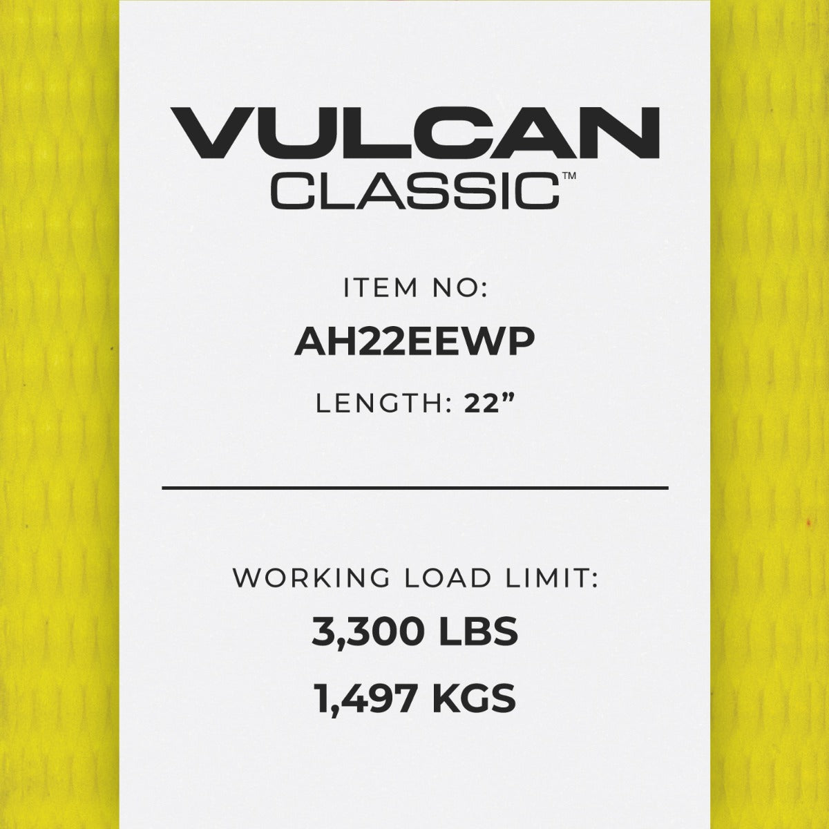 VULCAN Car Tie Down Axle Strap with Wear Pad Eyes - Eye and Eye - 2 Inch x 22 Inch - Classic Yellow - 4 Pack - 3,300 Pound Safe Working Load