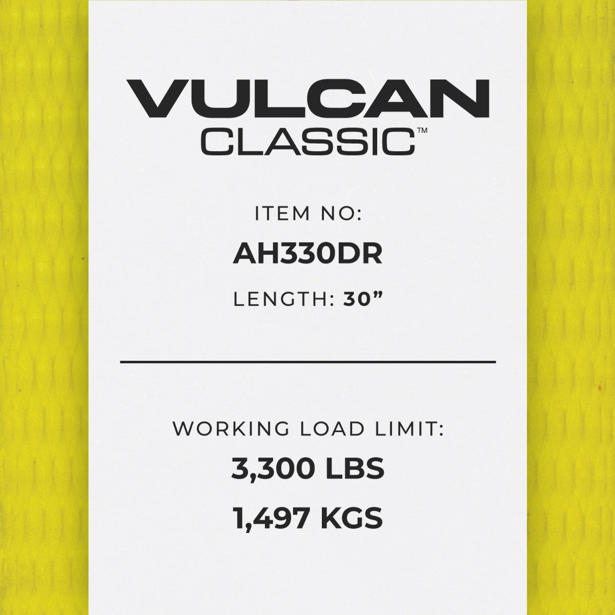 VULCAN Car Tie Down Axle Strap - 3 Inch x 30 Inch - Classic Yellow - 5,000 Pound Safe Working Load