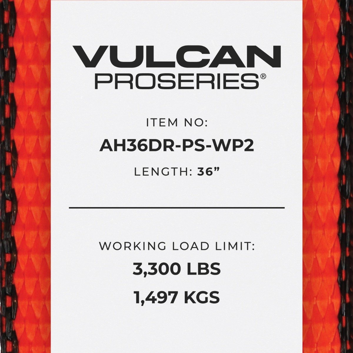VULCAN Car Tie Down Axle Strap with Wear Pad - 3-Ply Stiff - 3,300 Pound Safe Working Load