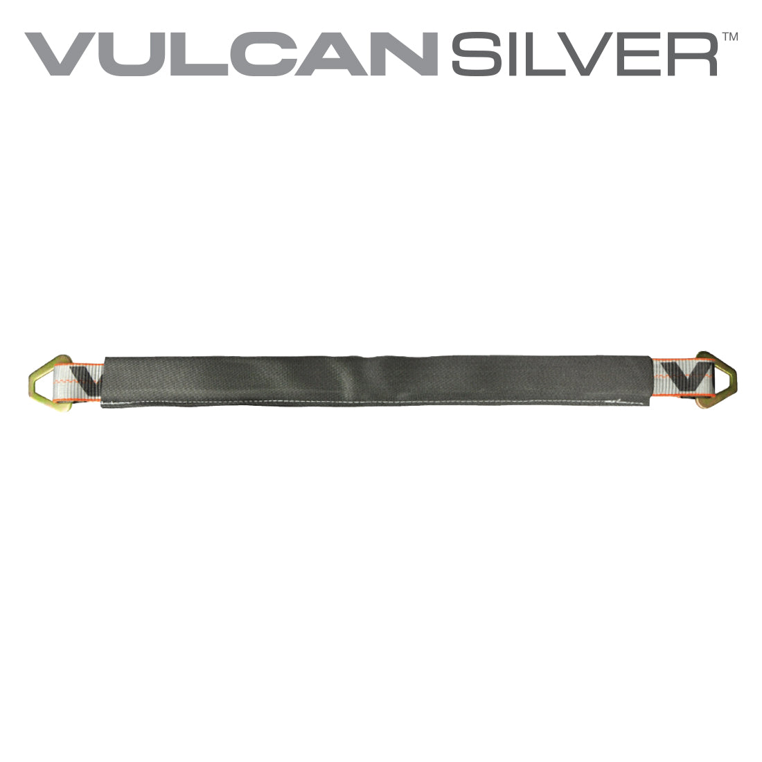 VULCAN Car Tie Down Axle Strap with Wear Pad - 3-Ply Stiff - 2 Inch x 36 Inch - Silver Series - 3,300 Pound Safe Working Load