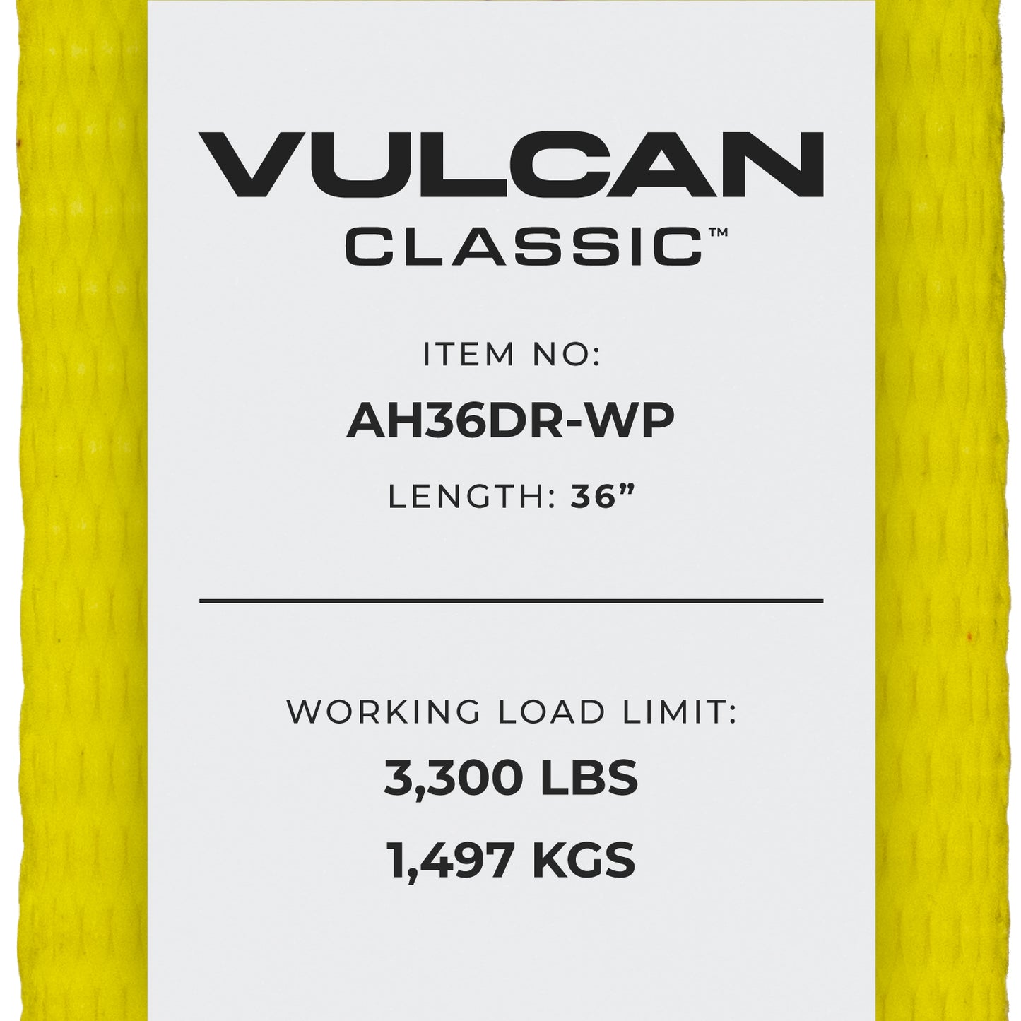 VULCAN Car Tie Down Axle Strap with Wear Pad - 2 Inch x 36 Inch - 4 Pack - Classic Yellow - 3,300 Pound Safe Working Load