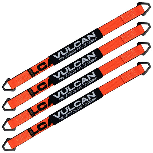 VULCAN Car Tie Down Axle Strap with Wear Pad - 2 Inch x 36 Inch - 4 Pack - PROSeries - 3,300 Pound Safe Working Load