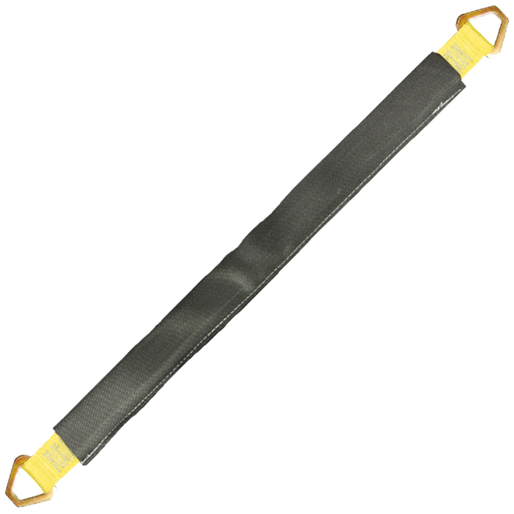 VULCAN Car Tie Down Axle Strap with Wear Pad - 3-Ply Stiff - 2 Inch x 36 Inch - Classic Yellow - 3,300 Pound Safe Working Load