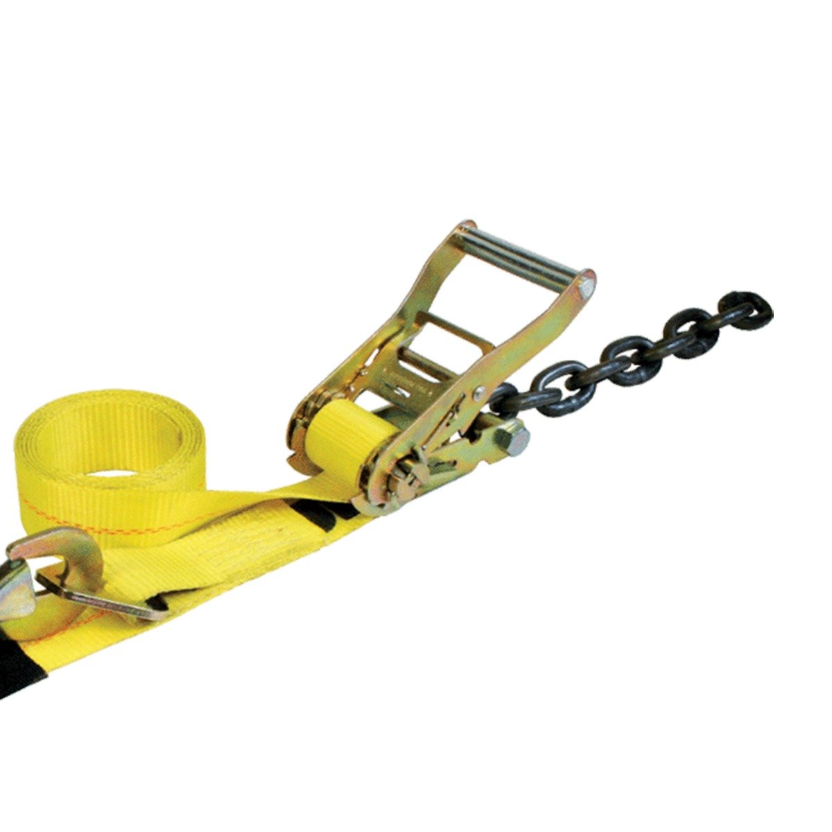 VULCAN Axle Tie Down Combo Straps with Chain Tail Ratchet - 2 Inch x 114 Inch - 4 Pack - 3,300 Pound Safe Working Load