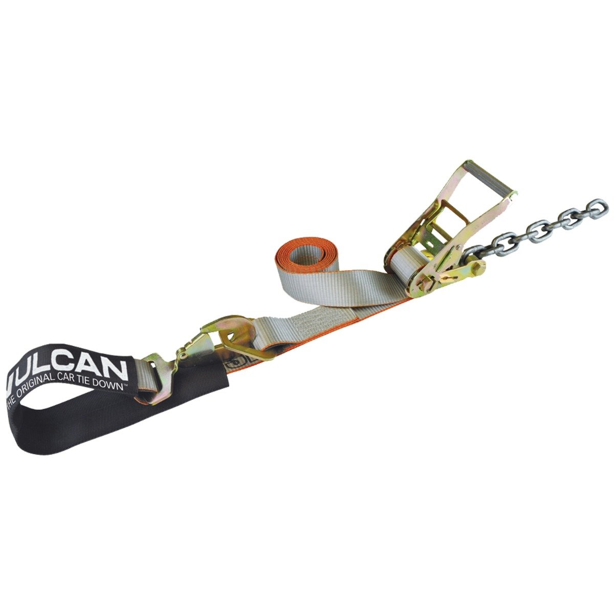VULCAN Axle Tie Down Combo Straps with Chain Tail Ratchet - 2 Inch x 114 Inch - 4 Pack - 3,300 Pound Safe Working Load