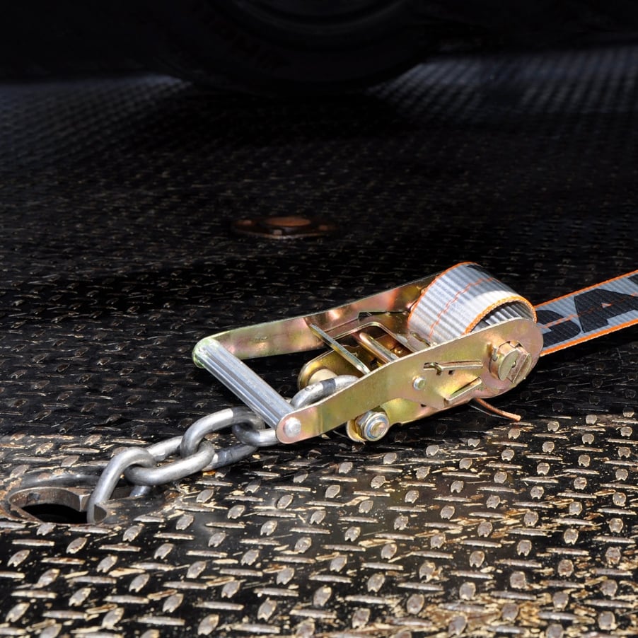 VULCAN Axle Tie Down Combo Straps with Chain Tail Ratchet - 2 Inch x 114 Inch - 4 Pack - 3,300 Pound Safe Working Load
