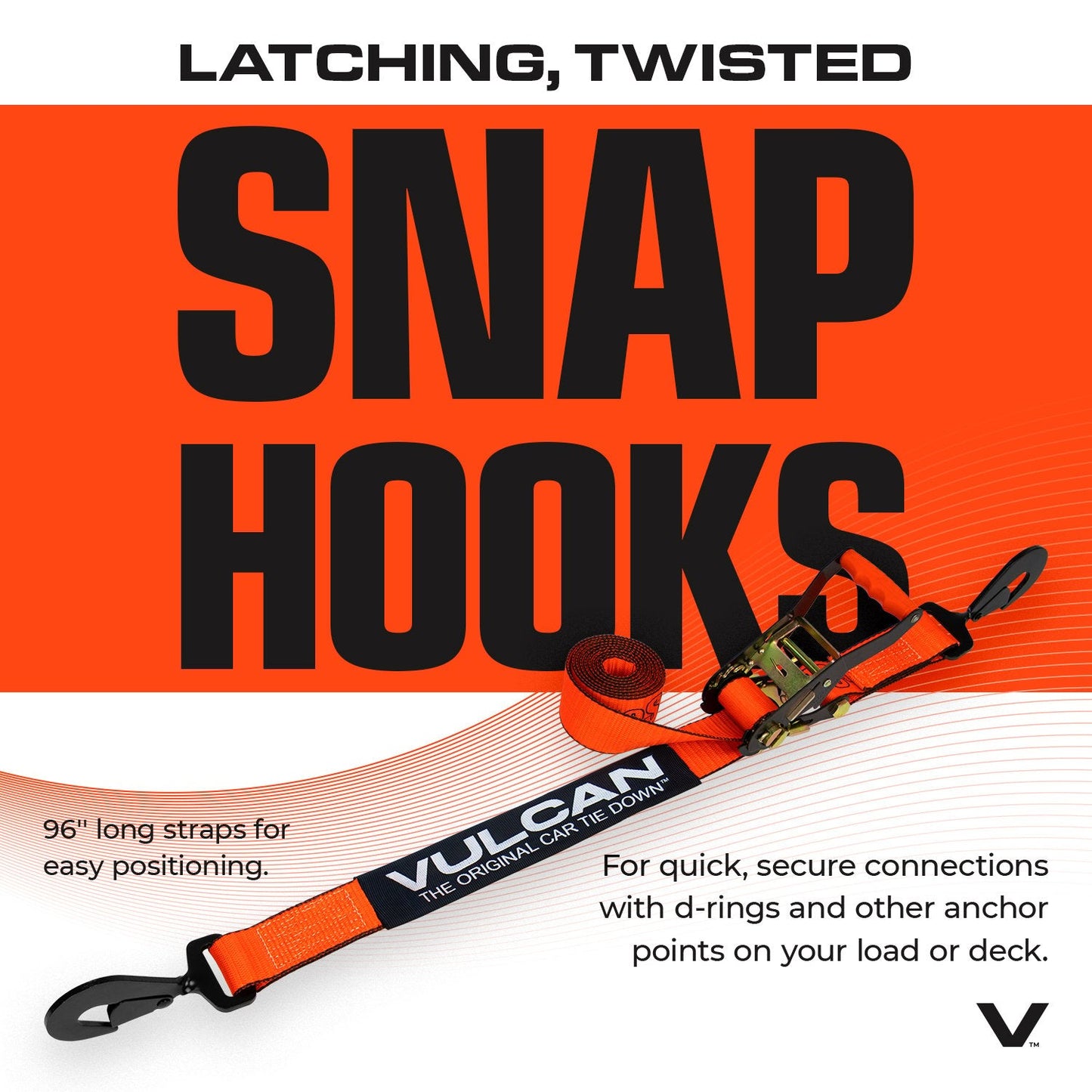 VULCAN Ultimate Axle Tie Down Kit - Heavy Duty Optic Orange ProSeries Webbing - Includes (2) 22 Inch And (2) 36 Inch Axle Straps, (2) 96 Inch Snap Hook Ratchet Strap, And (2) 112 Inch Loop Tie Down Combinations