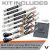 VULCAN Ultimate Axle Tie Down Kit - Silver Series Webbing - Includes (2) 22 Inch And (2) 36 Inch Axle Straps, (2) 96 Inch Snap Hook Ratchet Strap, And (2) 112 Inch Loop Tie Down Combinations