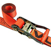 VULCAN Complete Axle Strap Tie Down Kit with Wire J-Hook Ratchet Straps - Heavy Duty Optic Orange ProSeries Webbing - Includes (4) 22 And (4) 36 Inch Axle Tie Downs, And (4) 8' Wire Hook Straps