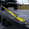 VULCAN Complete Axle Strap Tie Down Kit with Wire J-Hook Ratchet Straps - Classic Yellow Webbing - Includes (4) 22 And (4) 36 Inch Axle Tie Downs, And (4) 8' Wire Hook Straps