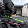 VULCAN Complete Axle Strap Tie Down Kit with Snap Hook Ratchet Straps - Heavy Duty High-Viz Green Reflective Webbing - Includes (4) 22 And (4) 36 Inch Axle Tie Downs, And (4) 8' Snap Hook Straps