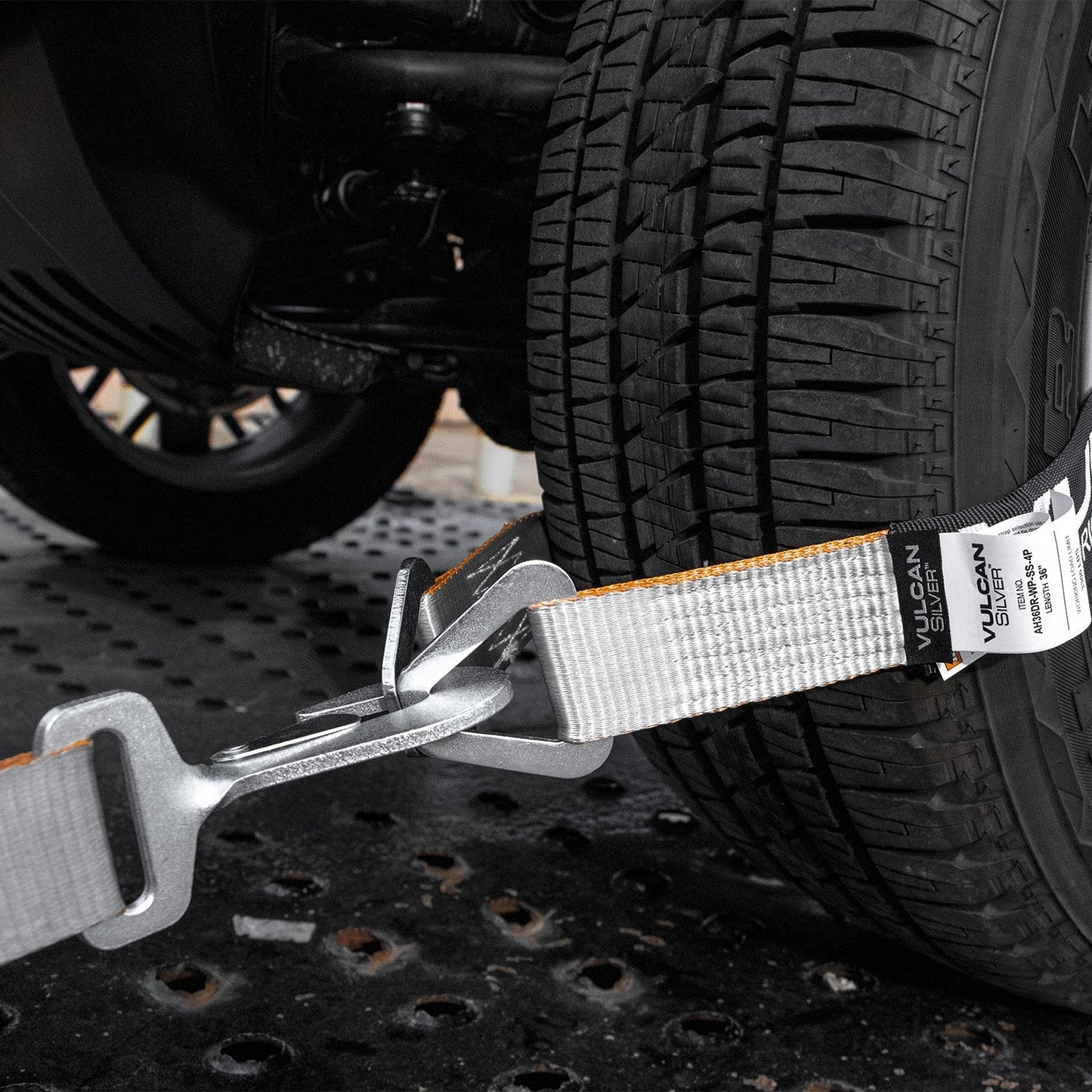 VULCAN Complete Axle Strap Tie Down Kit with Snap Hook Ratchet Straps - Silver Series Webbing - Includes (4) 22 And (4) 36 Inch Axle Tie Downs, And (4) 8' Snap Hook Straps