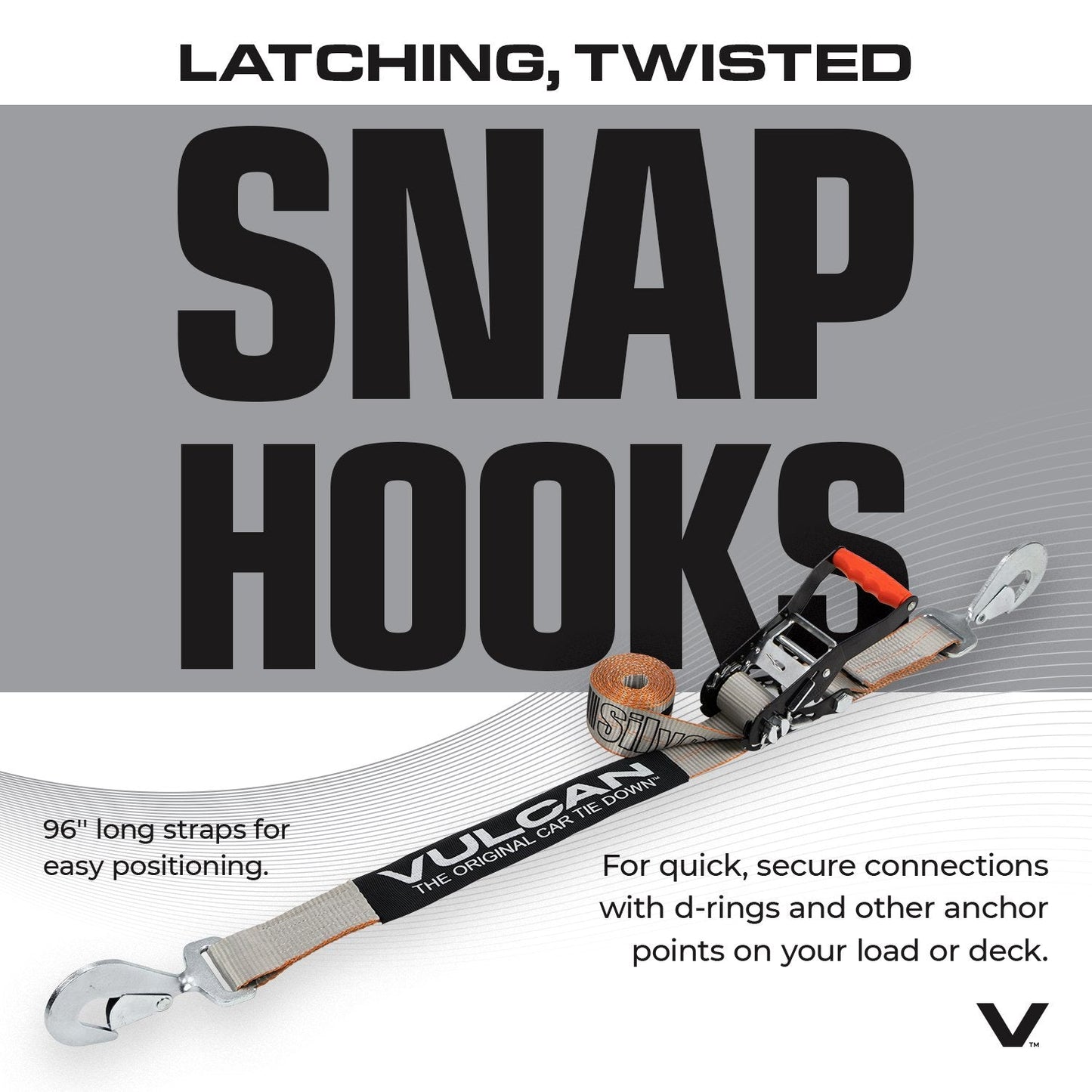 VULCAN Complete Axle Strap Tie Down Kit with Snap Hook Ratchet Straps - Silver Series Webbing - Includes (4) 22 And (4) 36 Inch Axle Tie Downs, And (4) 8' Snap Hook Straps
