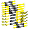 VULCAN Complete Axle Strap Tie Down Kit with Snap Hook Ratchet Straps - Classic Yellow Webbing - Includes (4) 22 And (4) 36 Inch Axle Tie Downs, And (4) 8' Snap Hook Straps