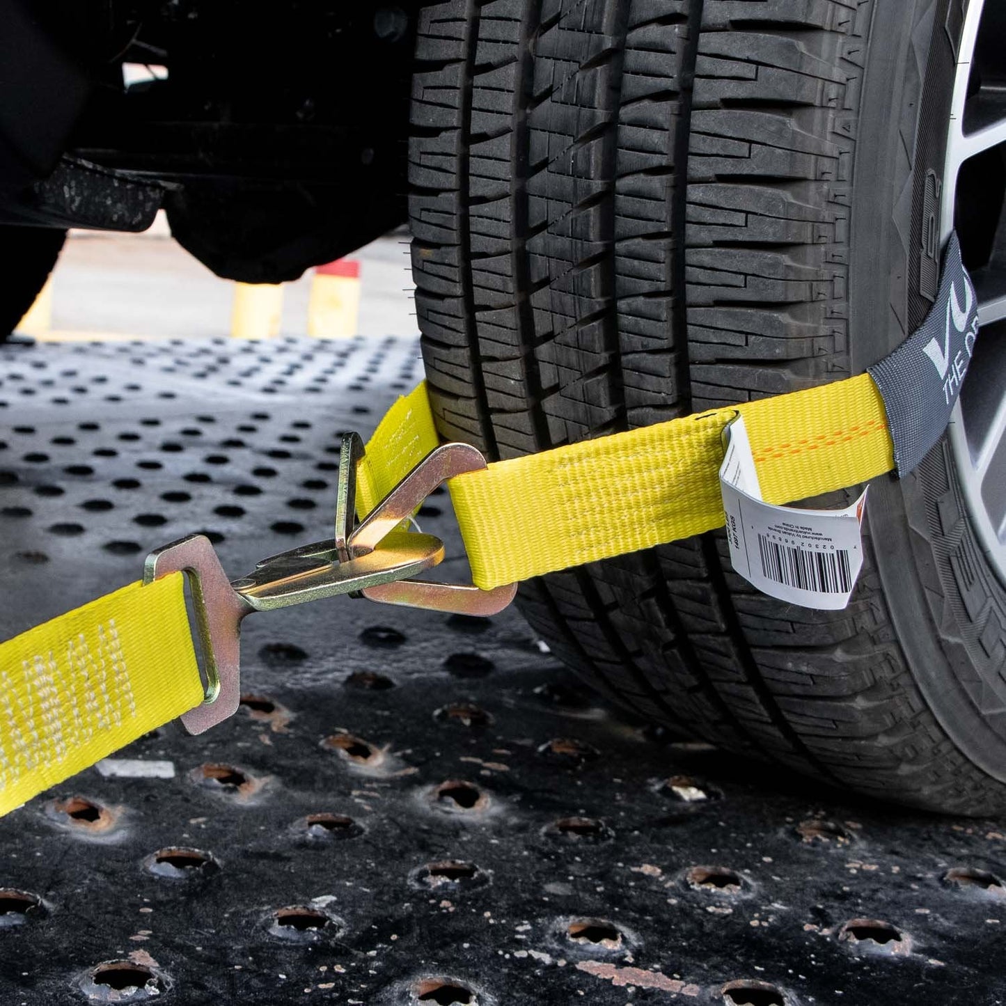 VULCAN Complete Axle Strap Tie Down Kit with Snap Hook Ratchet Straps - Classic Yellow Webbing - Includes (4) 22 And (4) 36 Inch Axle Tie Downs, And (4) 8' Snap Hook Straps