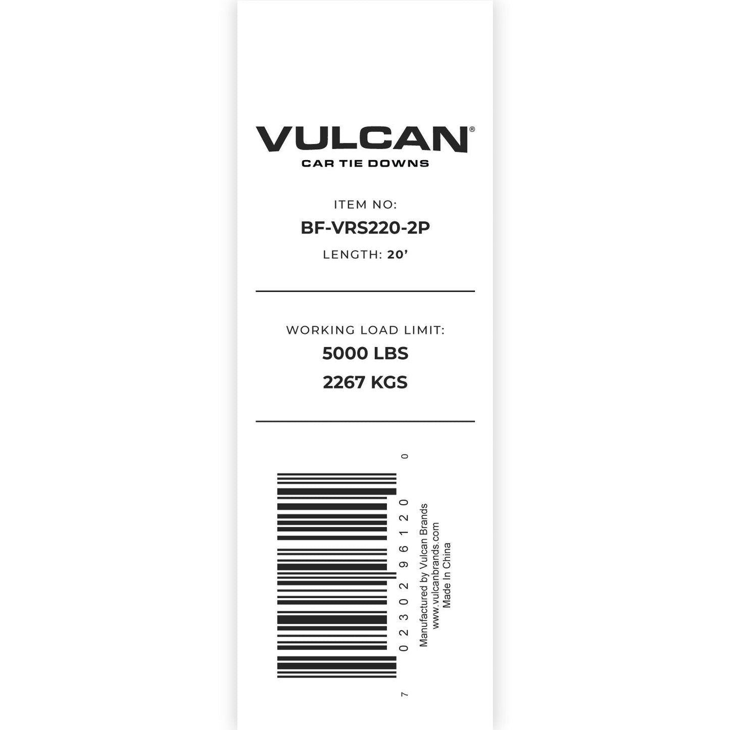 VULCAN Tow Strap with Reinforced Eye Loops - 2 Inch x 20 Foot - 2 Pack - 5,000 Pound Towing Capacity