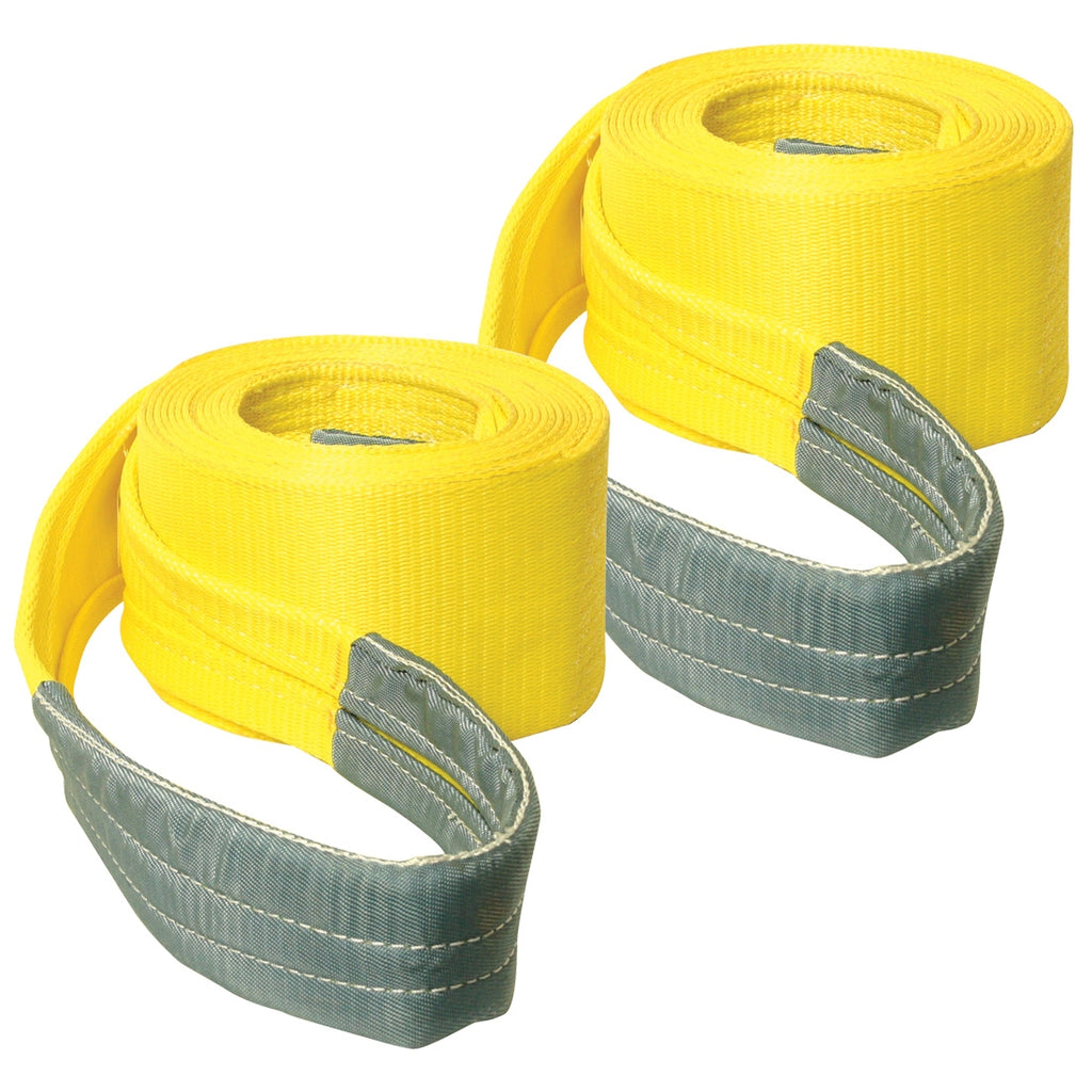 VULCAN Tow Strap with Reinforced Eyes - Heavy Duty - 6 Inch x 30 Foot - 2 Pack - 15,000 Pound Towing Capacity