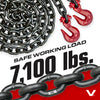 VULCAN Binder Chain Tie Down with Grab Hooks - Grade 80 - 3/8 Inch x 16 Foot - 7,100 Pound Safe Working Load