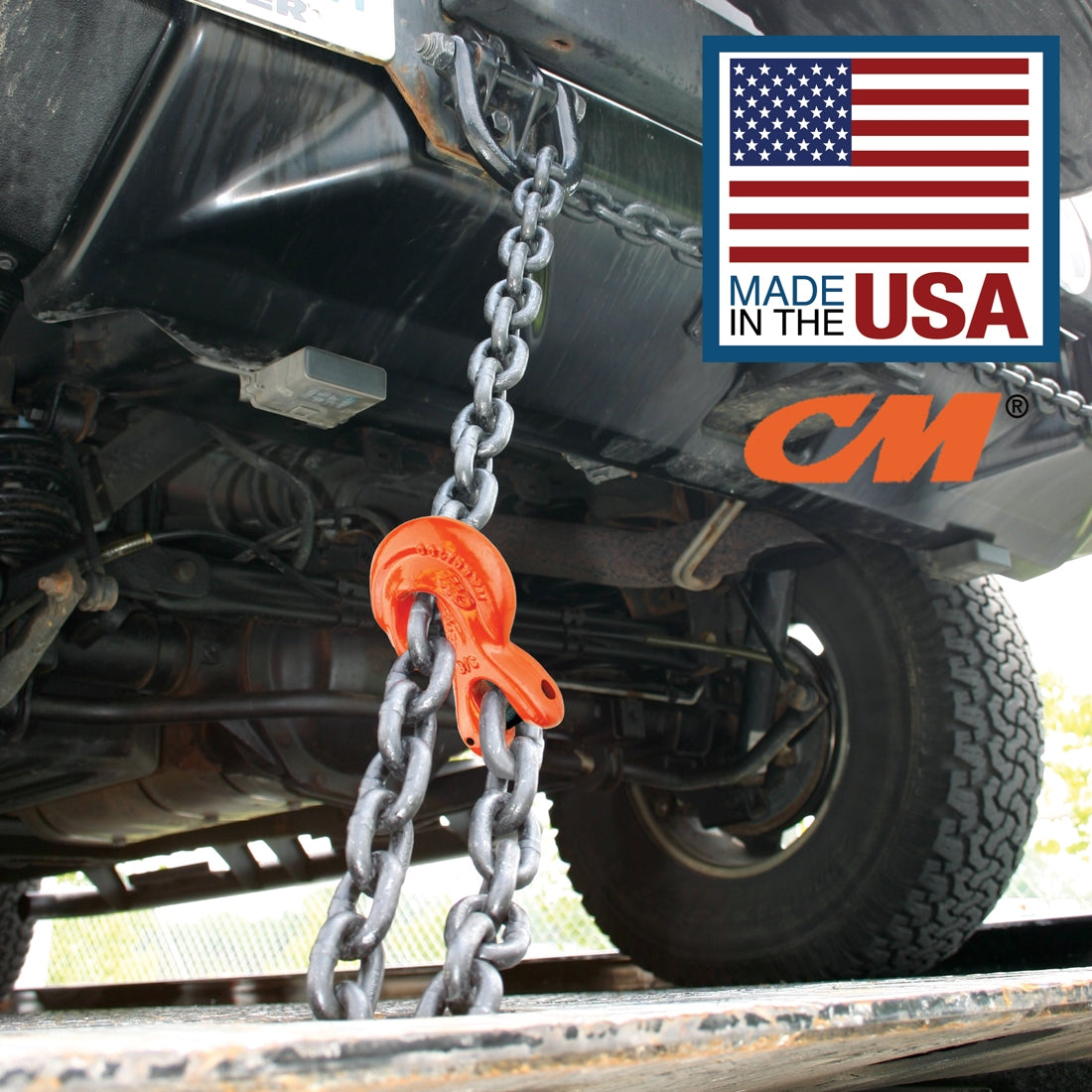 VULCAN Binder Chain Tie Down with Grab Hooks - Grade 100 - 3/8 Inch x 16 Foot - PROSeries - 8,800 Pound Safe Working Load