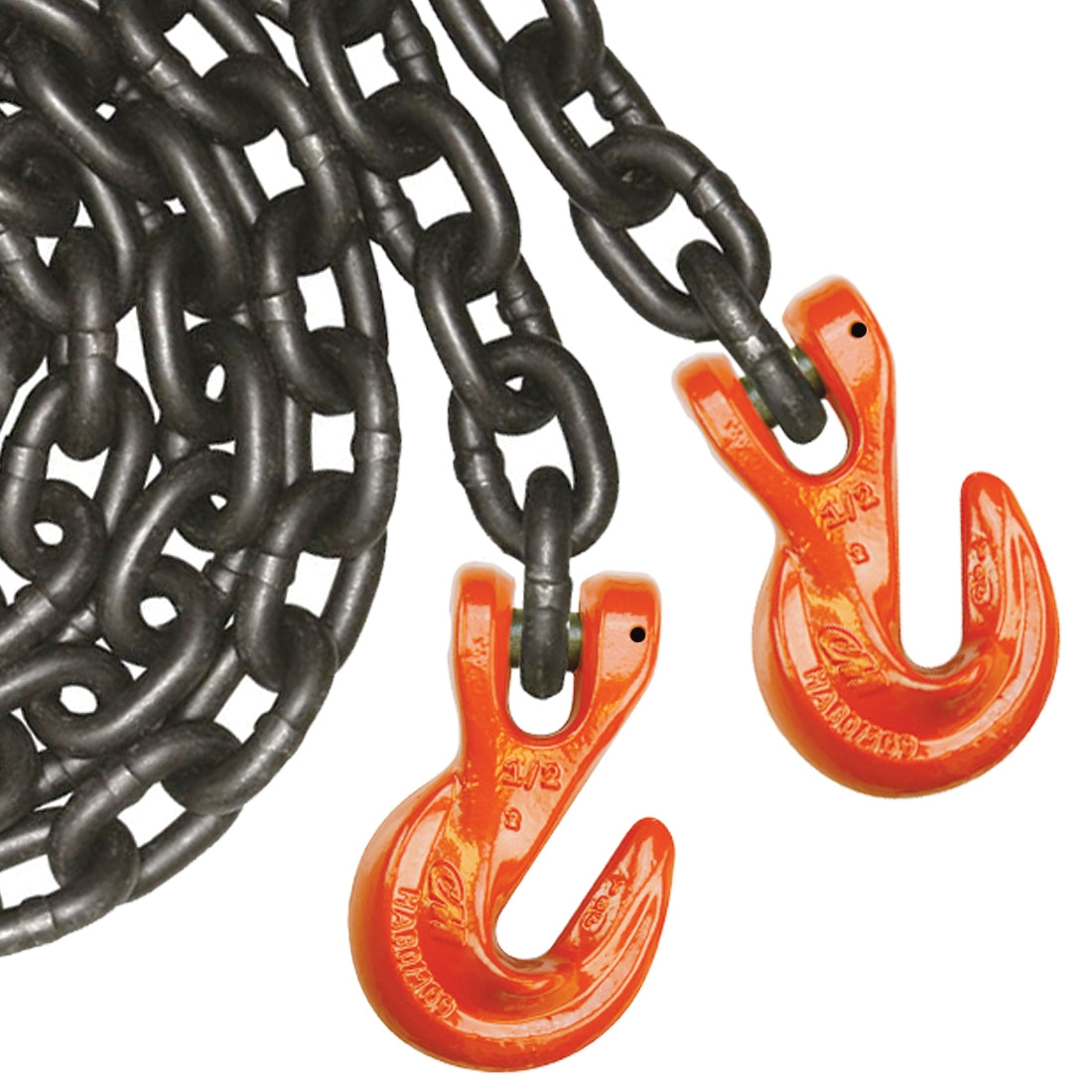 VULCAN Binder/Safety Chain Tie Down with Grab Hooks - Grade 100 - 1/2 Inch x 10 Foot - PROSeries - 15,000 Pound Safe Working Load