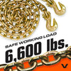 VULCAN Safety/Binder Chain with Clevis Grab Hooks - Grade 70 - 3/8 Inch x 10 Foot - 6,600 Pound Safe Working Load