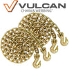 VULCAN Binder Chain with Clevis Grab Hooks - Grade 70 - 3/8 Inch x 20 Foot - 2 Pack - 6,600 Pound Safe Working Load