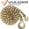 VULCAN Binder Chain with Grab and Sling Hooks - Grade 70 Standard Duty - 3/8 Inch x 4 Foot - 6,600 Pound Safe Working Load