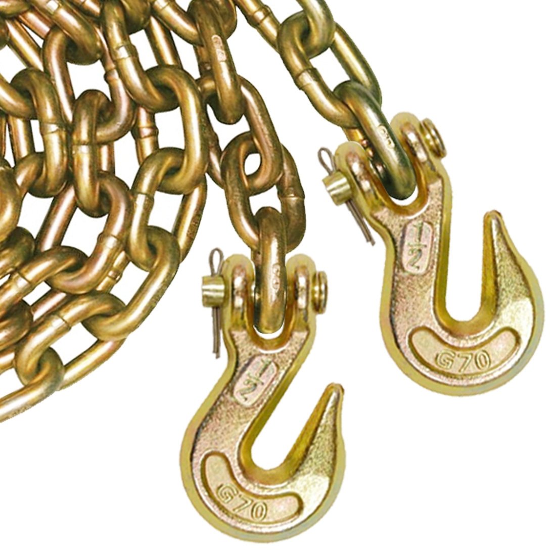 VULCAN Binder Chain with Clevis Grab Hooks - 1/2 Inch x 25 Foot - 11,300 Pound Safe Working Load