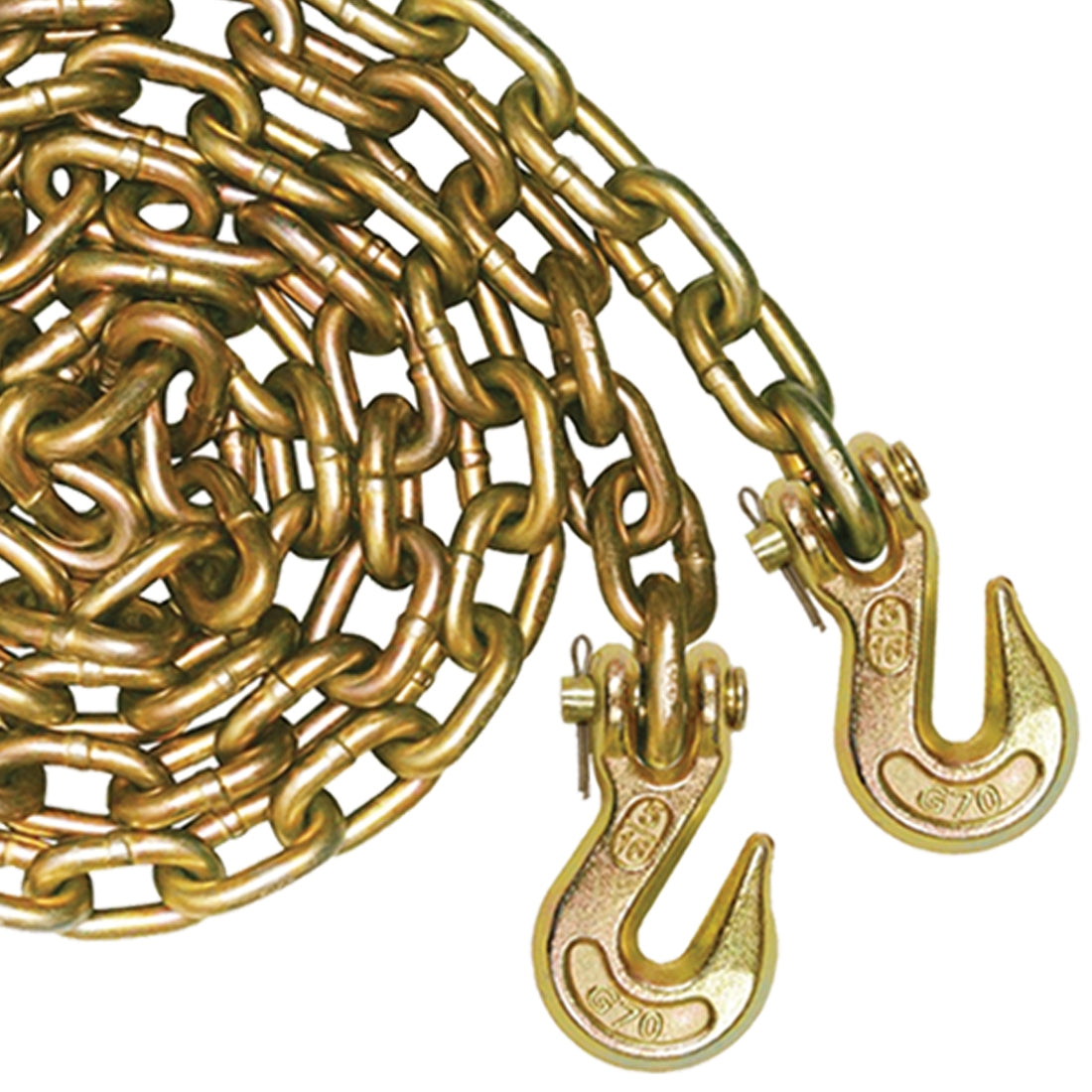 VULCAN Chain and Load Binder Kit - (2) Grade 70 5/16 Inch x 20 Foot Chains And (2) Lever Style Load Binders - 4,700 Pound Safe Working Load