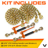VULCAN Chain and Load Binder Kit - (2) Grade 70 5/16 Inch x 20 Foot Chains And (2) Folding Handle Load Binders - 4,700 Pound Safe Working Load