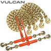 VULCAN Chain and Load Binder Kit - (2) Grade 70 3/8 Inch x 20 Foot Chains And (2) Ratchet Load Binders - 4,700 Pound Safe Working Load