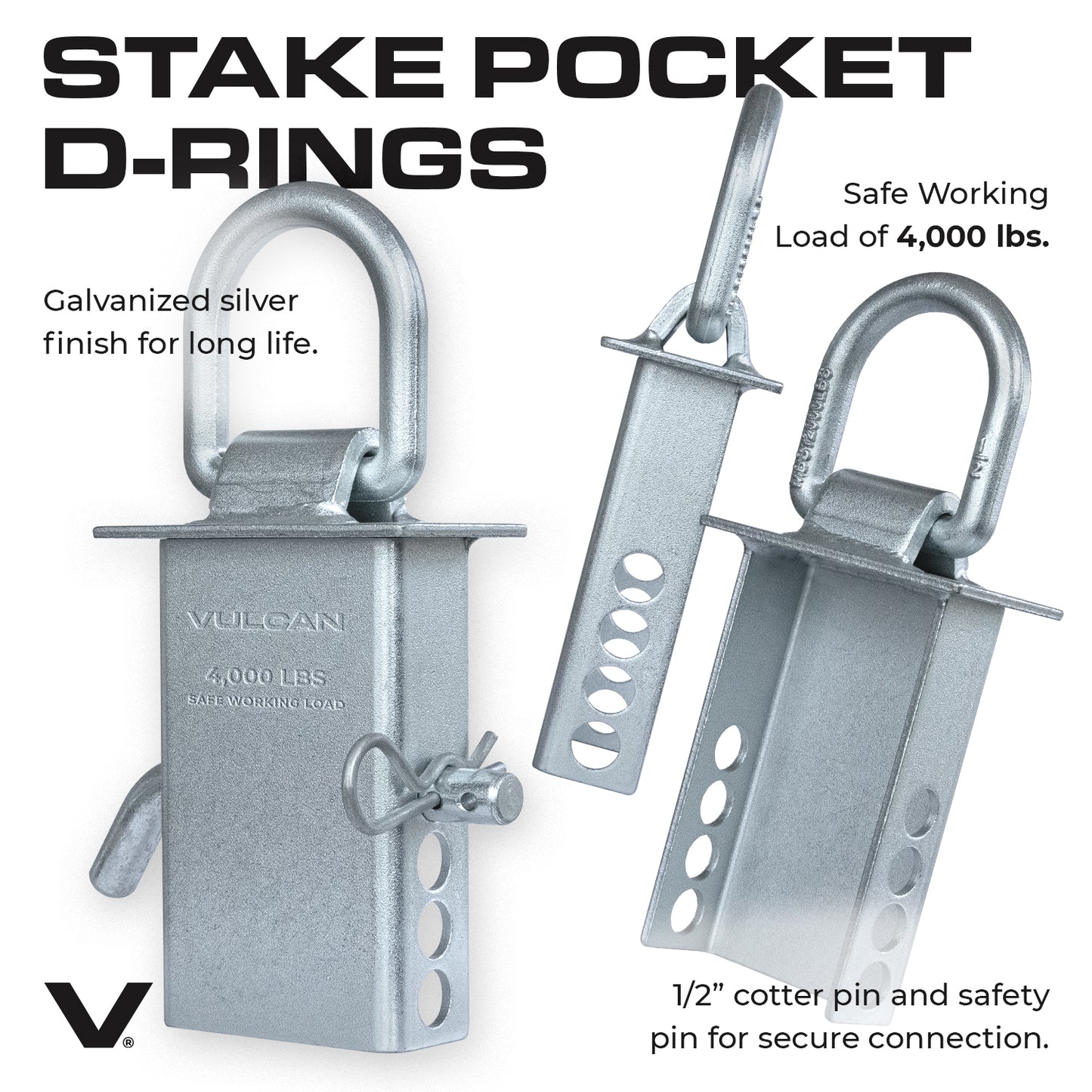 VULCAN Chain, Load Binder, and D Ring Kit - (2) Grade 70 3/8”x10” Chains, (2) Ratchet Load Binders, (2) D Rings - 4,700 Pound Safe Working Load