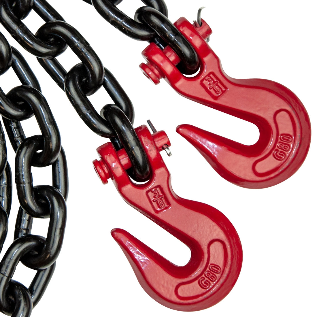 VULCAN Chain and Load Binder Kit - (2) Grade 80 3/8 Inch x 16 Foot Chains And (2) Ratchet Load Binders - 7,100 Pound Safe Working Load