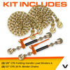 VULCAN Chain and Load Binder Kit - (2) Grade 70 1/2 Inch x 20 Foot Chains And (2) Folding Handle Load Binders - 9,200 Pound Safe Working Load