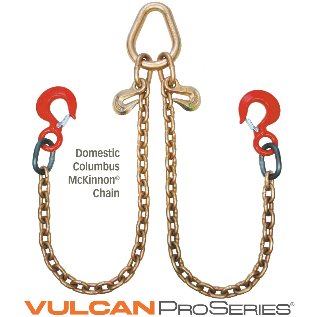 VULCAN Towing Chain Bridle - Rigging Hooks - Grade 70 Standard Length - 42 Inch - PROSeries - 4,700 Pound Safe Working Load