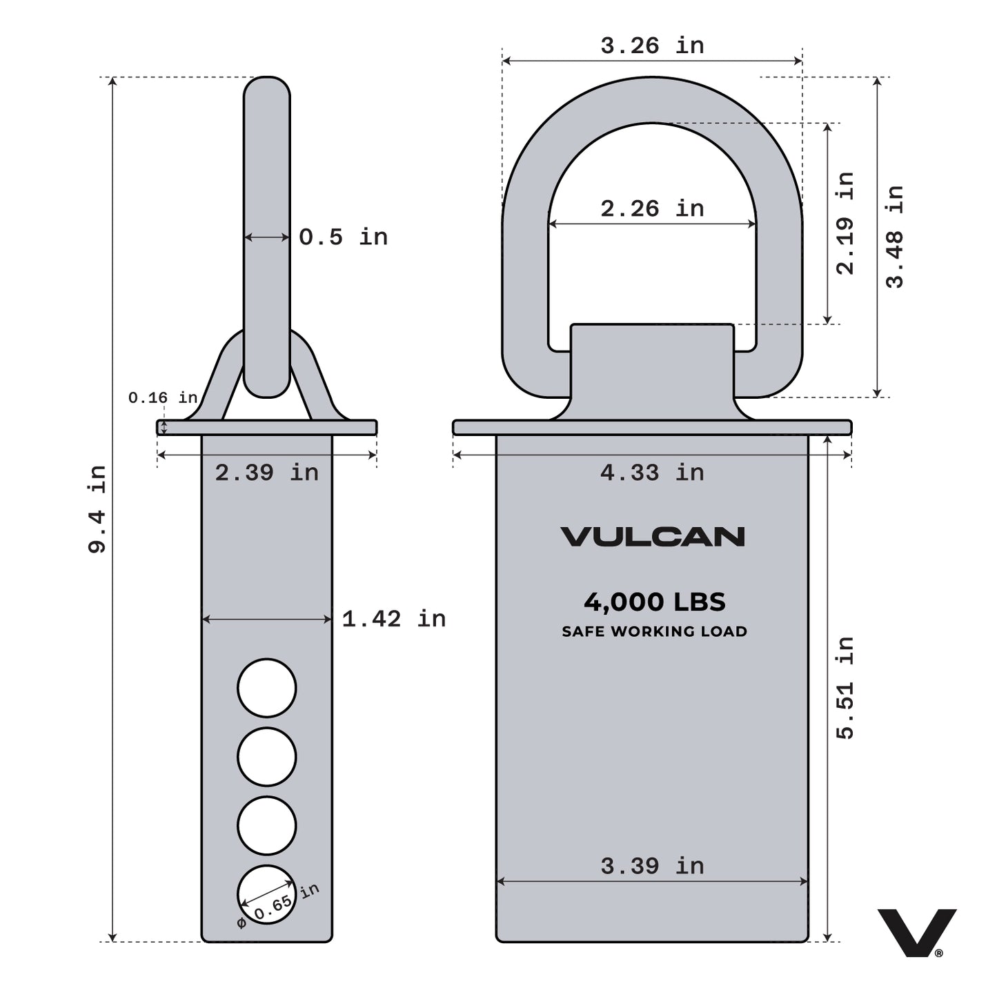 VULCAN Silver Stake Pocket D-Ring Assembly - 4 Pack