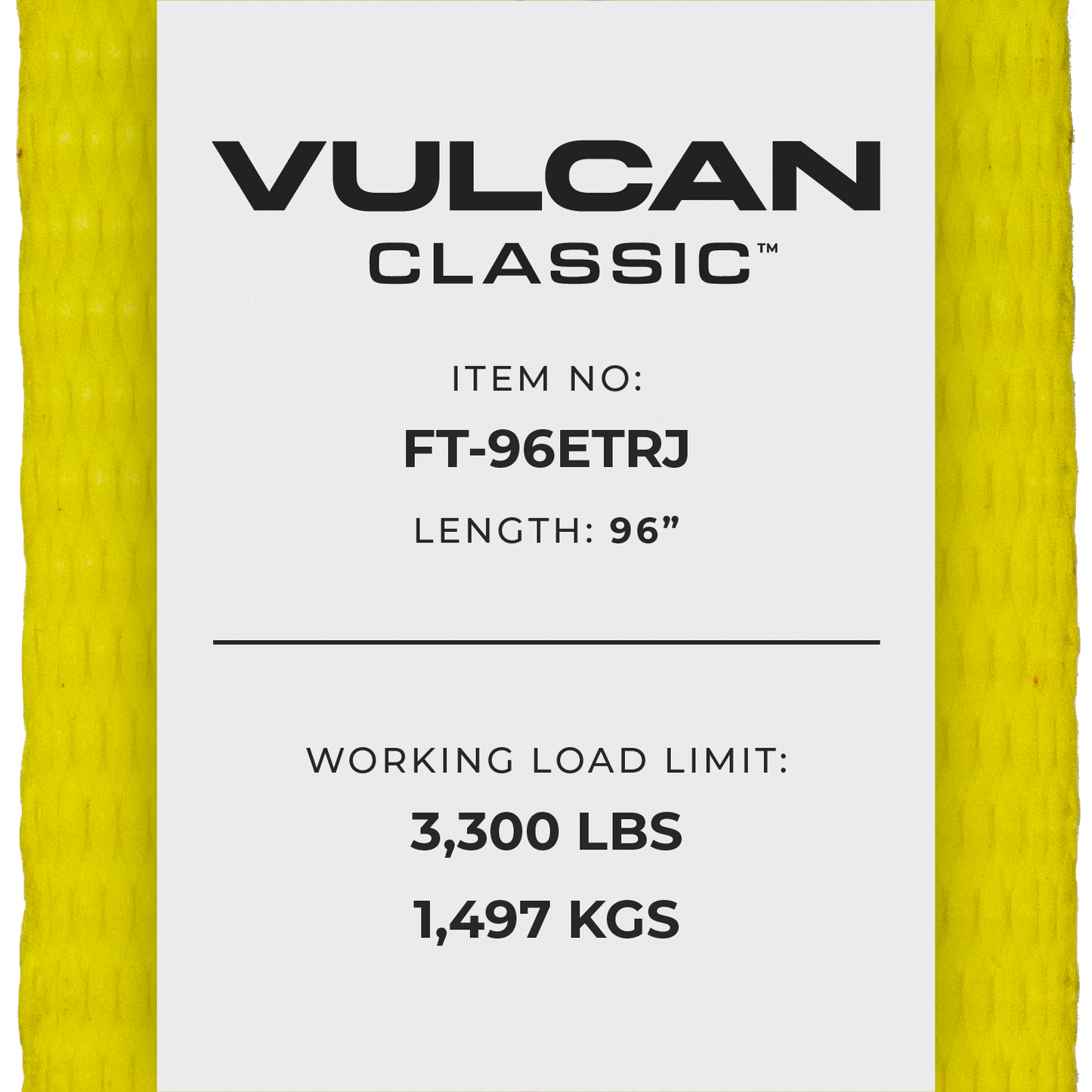 VULCAN Car Tie Down with Universal Frame Hook Cluster For E Track - 96 Inch - 2 Pack - Classic Yellow - 3,300 Safe Working Load