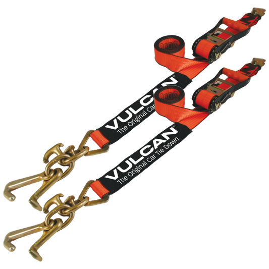 VULCAN Car Tie Down with Universal Frame Hook Cluster For E Track - 96 Inch - 2 Pack - PROSeries - 3,300 Safe Working Load