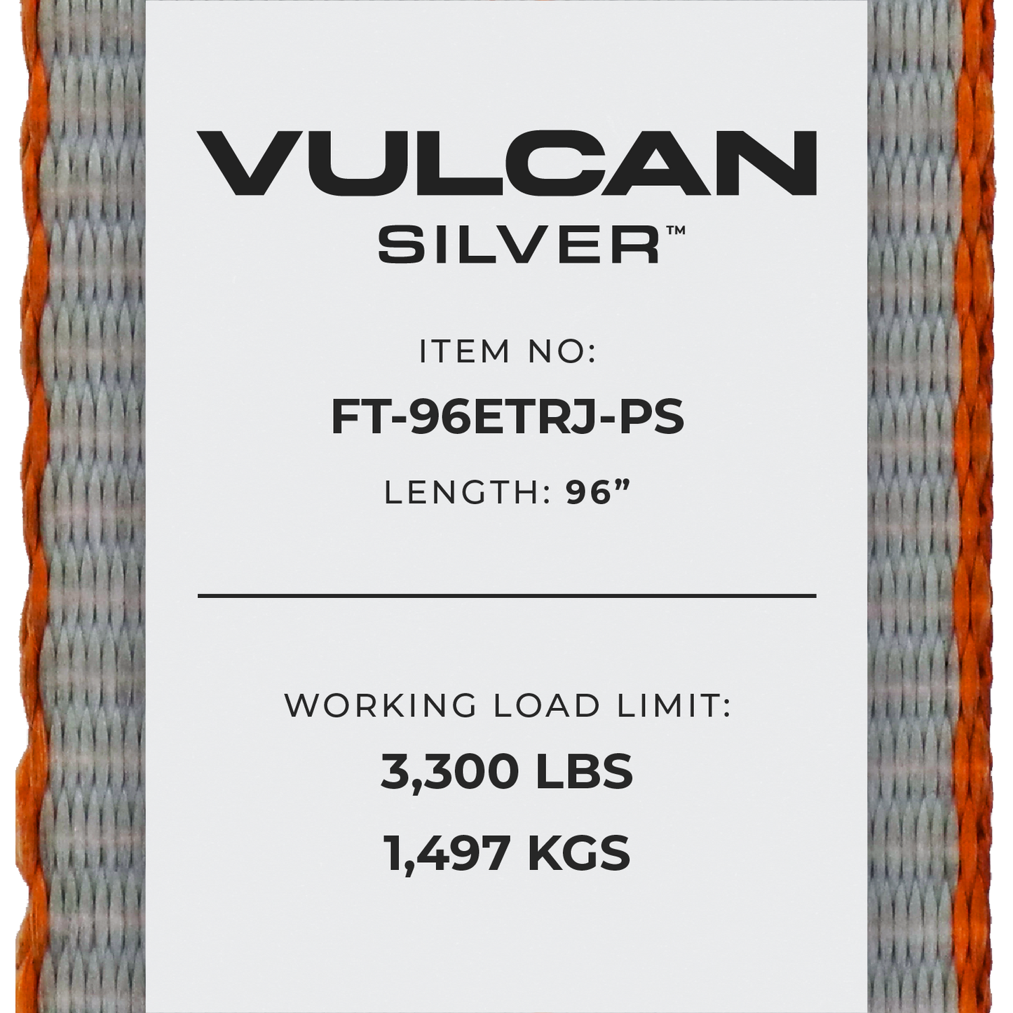 VULCAN Car Tie Down with Universal Frame Hook Cluster For E Track - 96 Inch - 2 Pack - Silver Series - 3,300 Safe Working Load