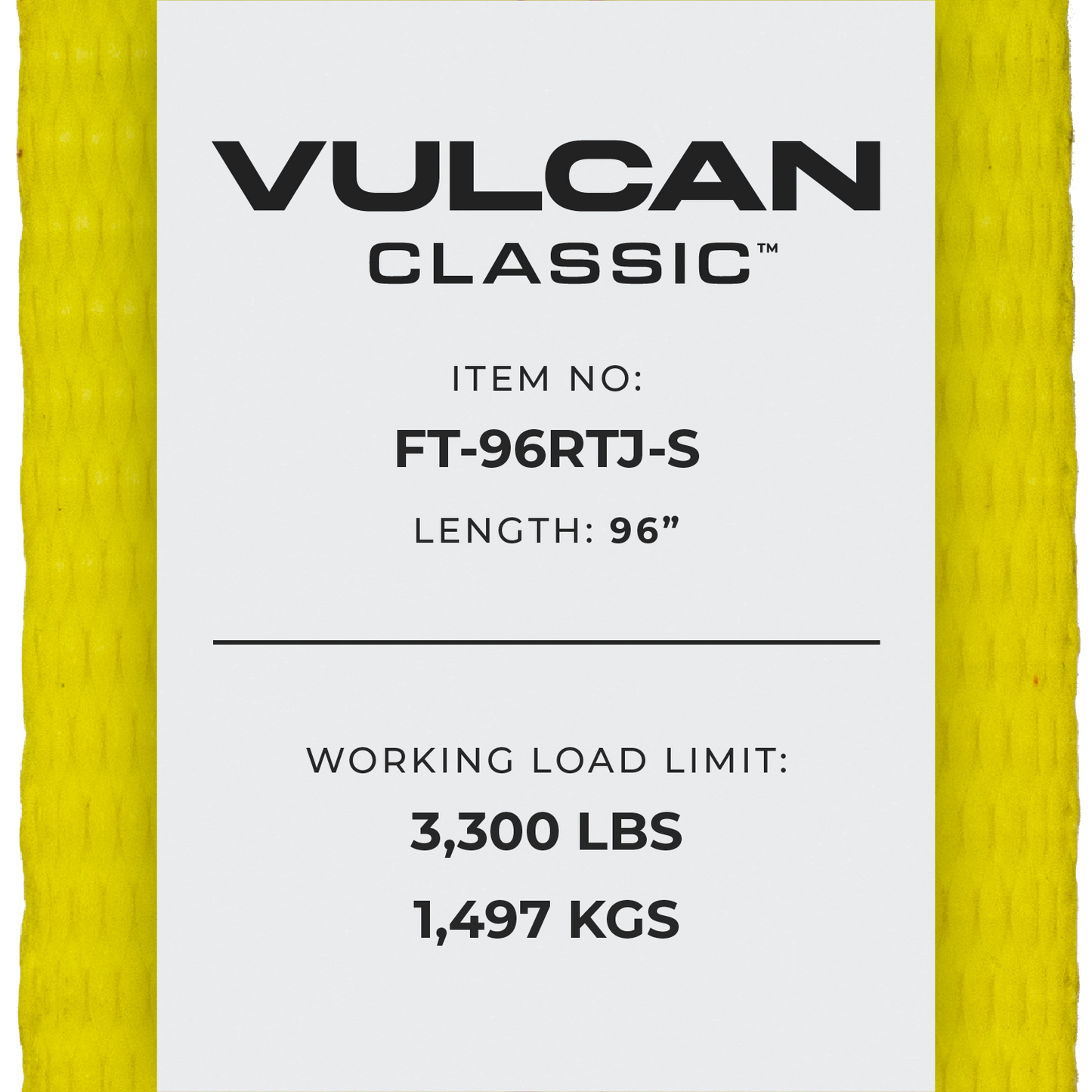 VULCAN Car Tie Down with RTJ Hook Cluster - Snap Hook - 96 Inch - 2 Pack - Classic Yellow - 3,300 Pound Safe Working Load