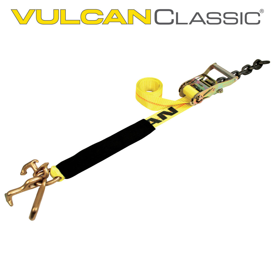VULCAN Car Tie Down with RTJ Frame Hook Cluster - 96 Inch - Chain