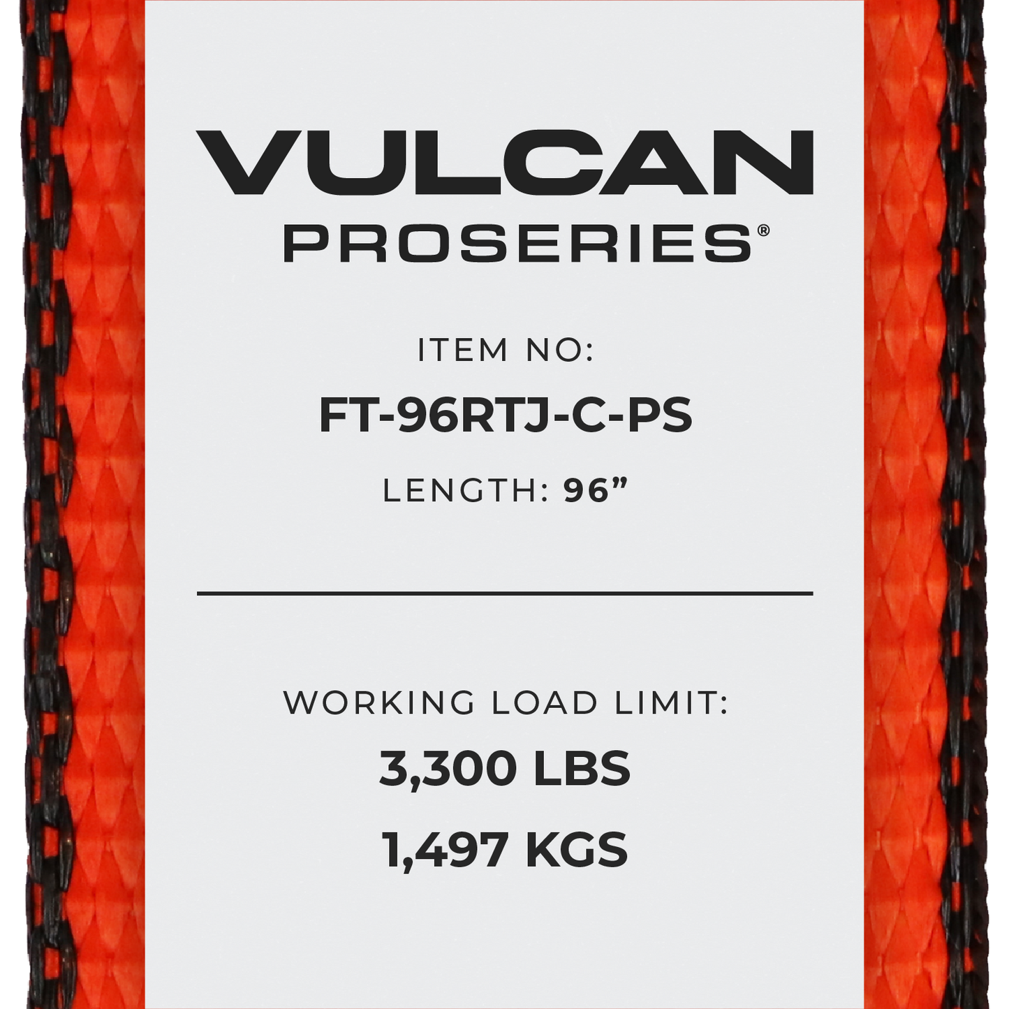 VULCAN Car Tie Down with RTJ Hook Cluster - 96 Inch - Chain Tail - PROSeries - 3,300 Pound Safe Working Load