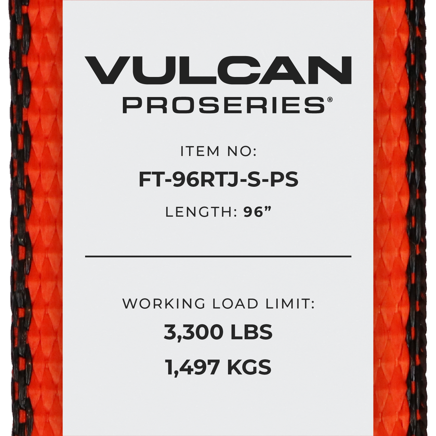 VULCAN Car Tie Down with RTJ Hook Cluster - Snap Hook - 96 Inch - 2 Pack - PROSeries - 3,300 Pound Safe Working Load